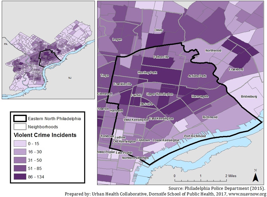 FIGURE 3: Violent Crime Incidents in Eastern North Philadelphia by Census Tract 